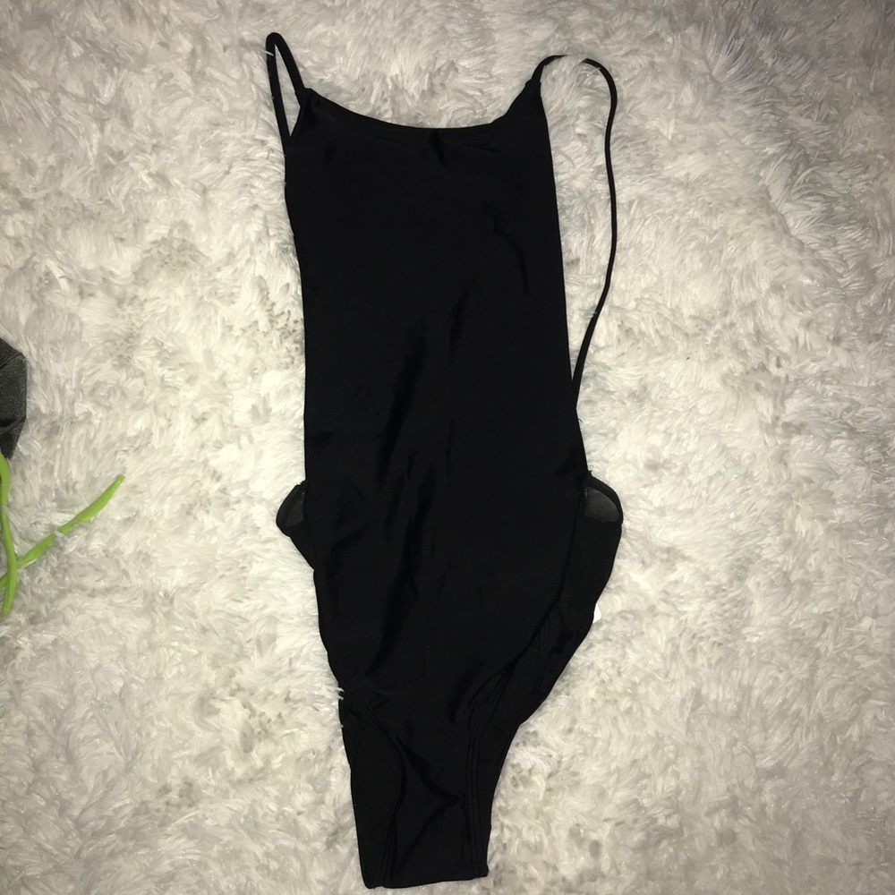Black open side one piece